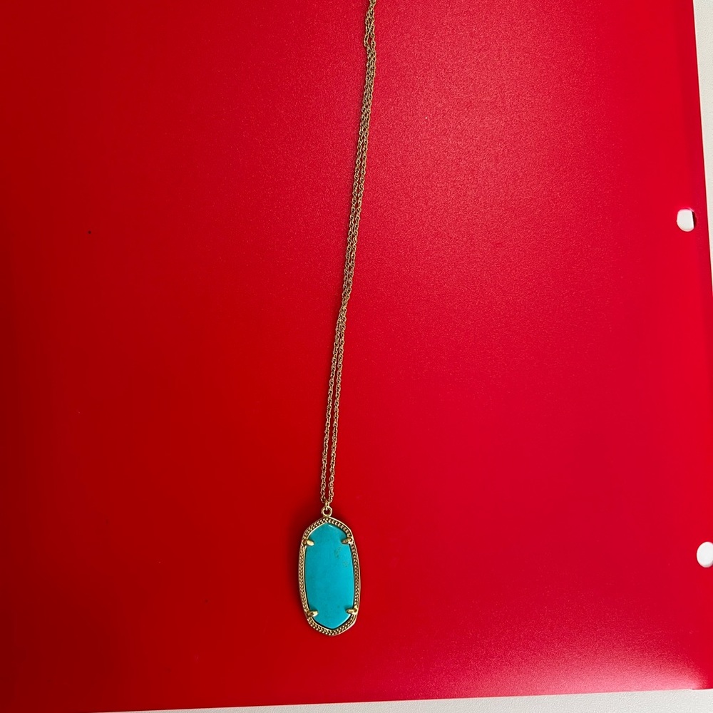 Kendra Scott Light Blue Pendant Necklace with Gold Chain